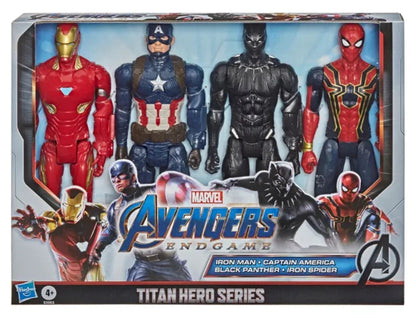 Marvel Avengers: Titan Hero Series Captain America, Iron Spider, Black Panther, and Iron Man Kids Toy Action Figure for Boys and Girls (12")