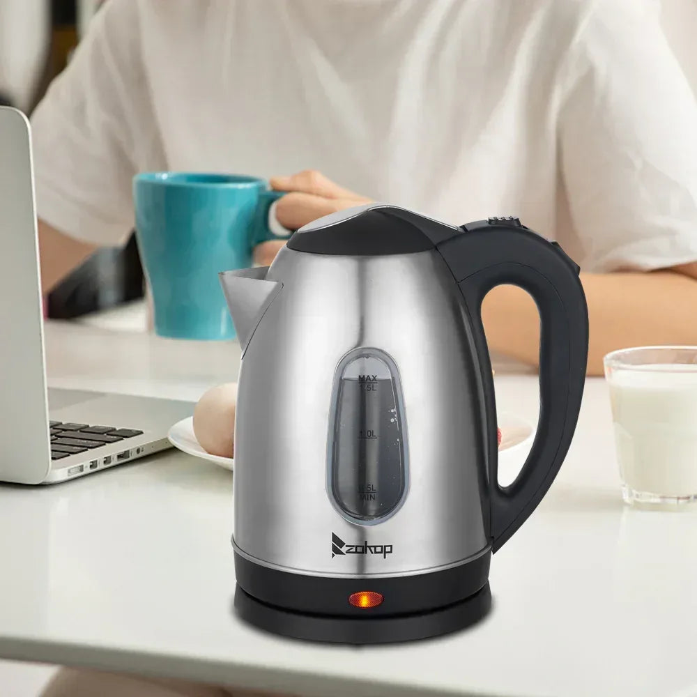 Ktaxon 1500W 1.5L Stainless Steel Electric Kettle with Water Window, Silver
