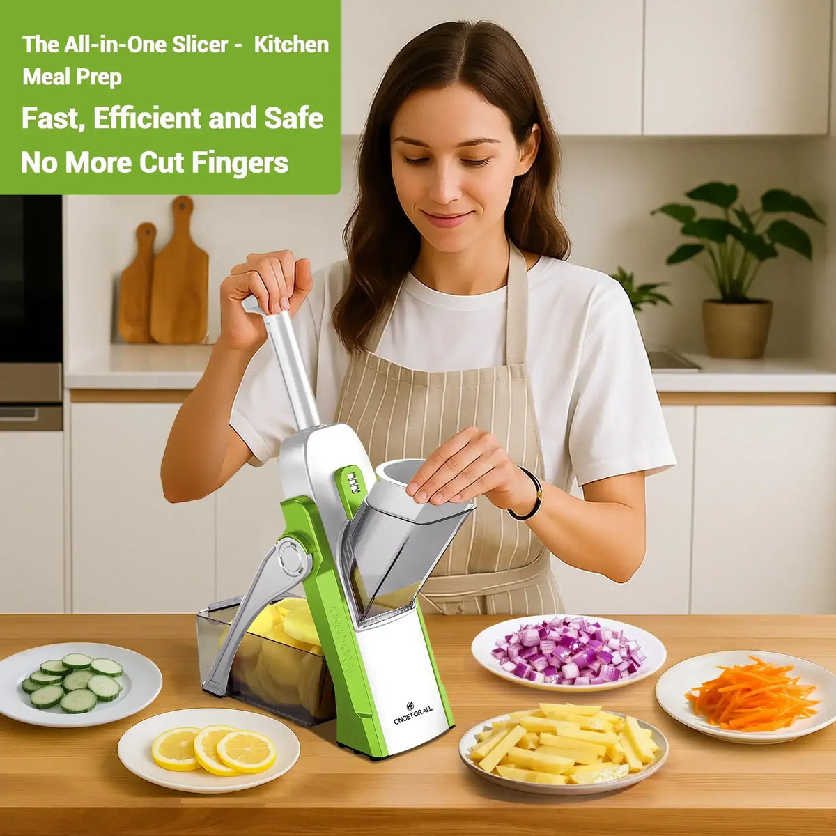 Mandoline Slicer for Vegetables Fruits, Adjustable Thickness Stainless Steel Food Cutter & Chopper, Safe and Quick Meal Preparation