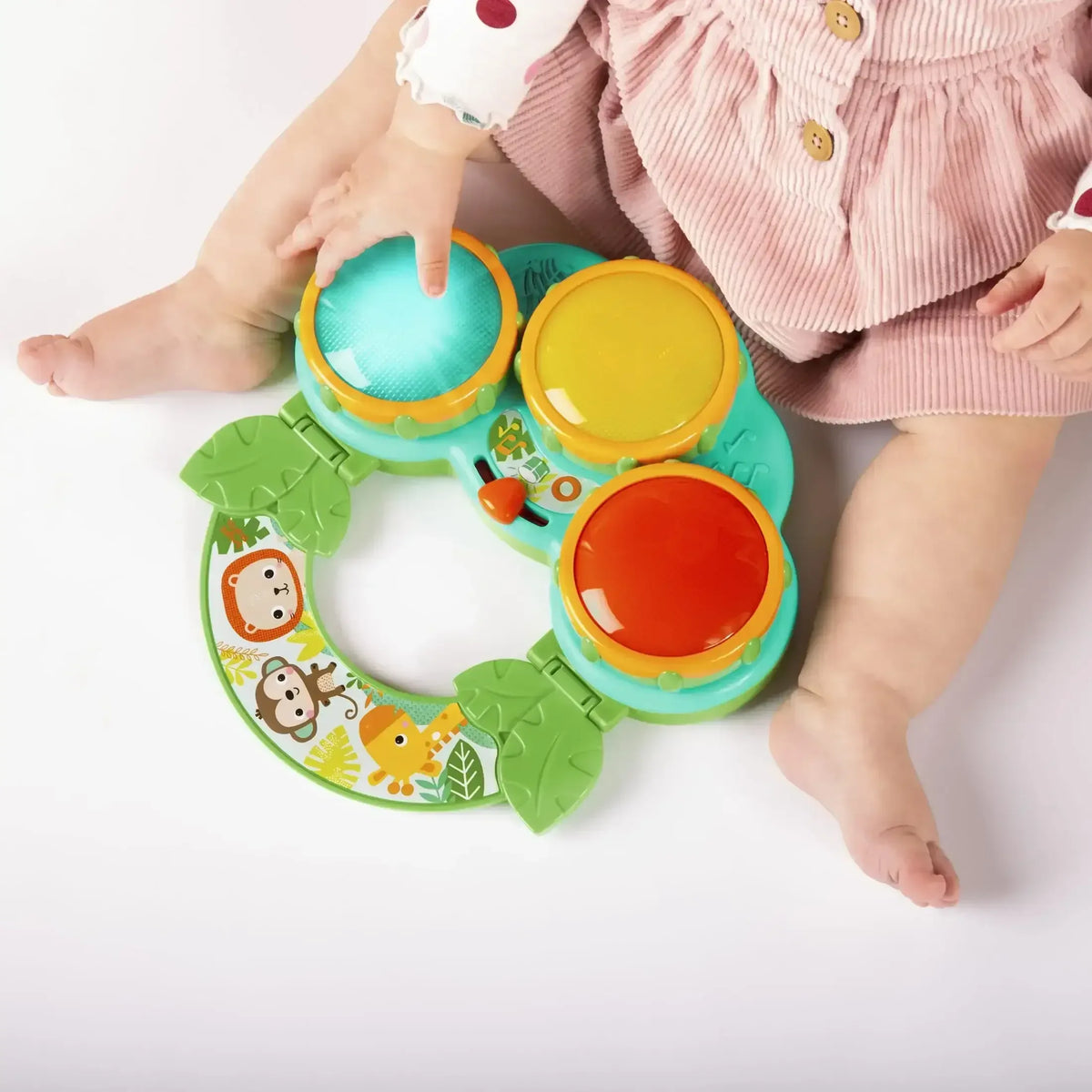 Bright Starts Safari Beats Musical Drum Toy with Lights, Ages 3 Months +, Infant and Toddler, Unisex