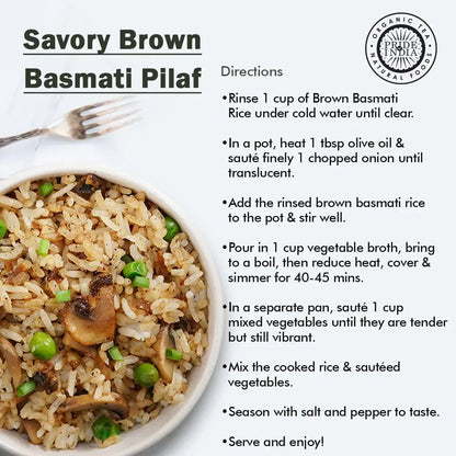 Pride Of India - Extra Long Indian Premium Brown Basmati Rice, 5 Pound (2.26 Kilo) RECOLSABLE JUTE (BURLAP) - Naturally Aromatic, Aged, Flavorful, Slender, Non Sticky Whole Grains