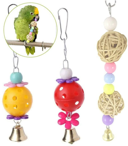 12 Packs Bird Toys Parrot Swing Toys - Chewing Hanging Bell Pet Birds Cage Toys Suitable for Small Parakeets,Love Birds, Cockatiels, Macaws, Finches