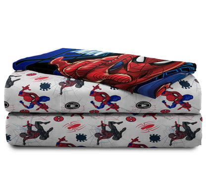 Spider-Man Kids 3-Piece Twin Sheet Set, Microfiber, White, Marvel