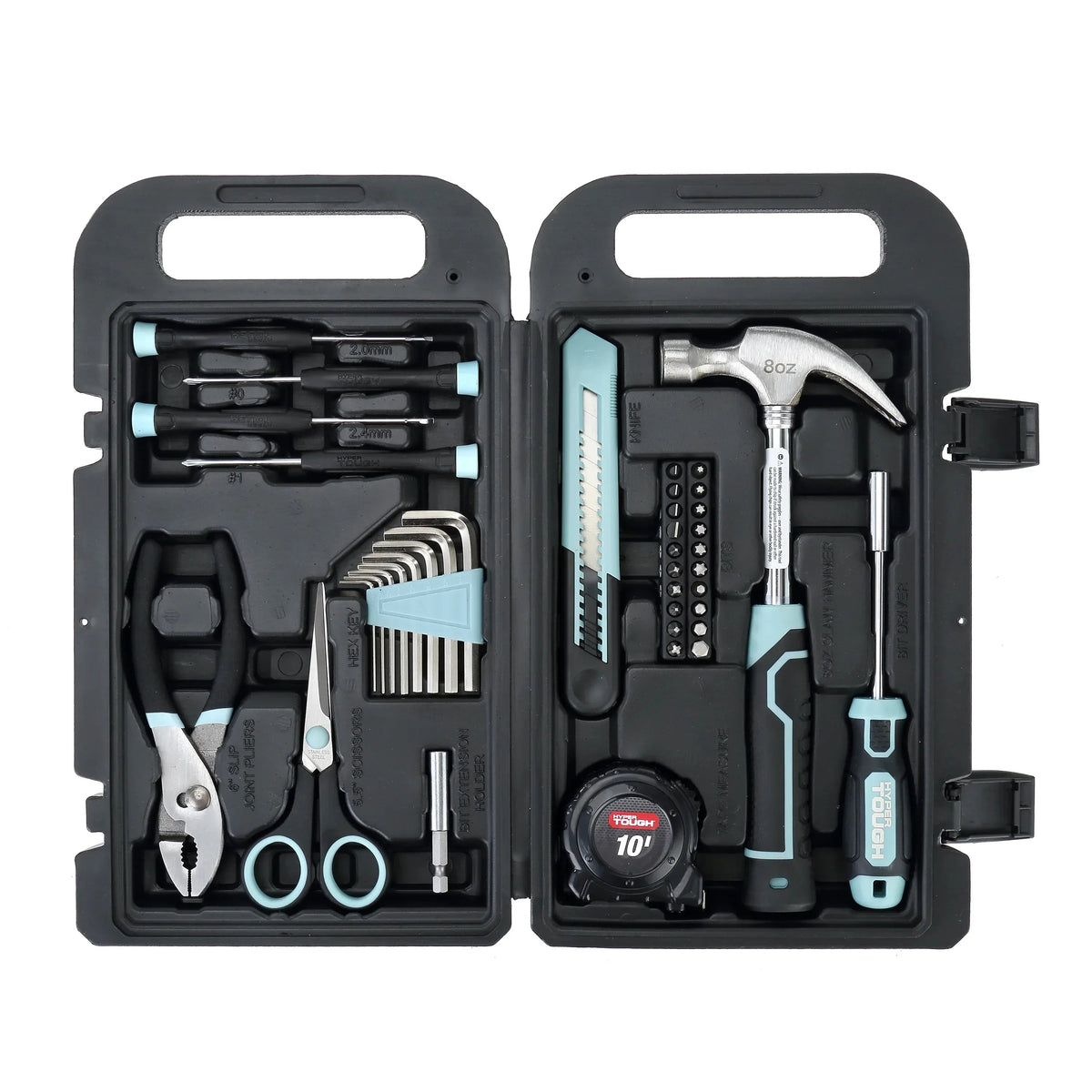 Hyper Tough 40-Piece Seafoam Household Tool Kit for Basic Repairs and DIY Projects