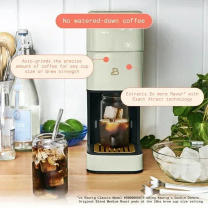 Beautiful Perfect Grind™ Programmable Single Serve Coffee Maker, White Icing by Drew Barrymore