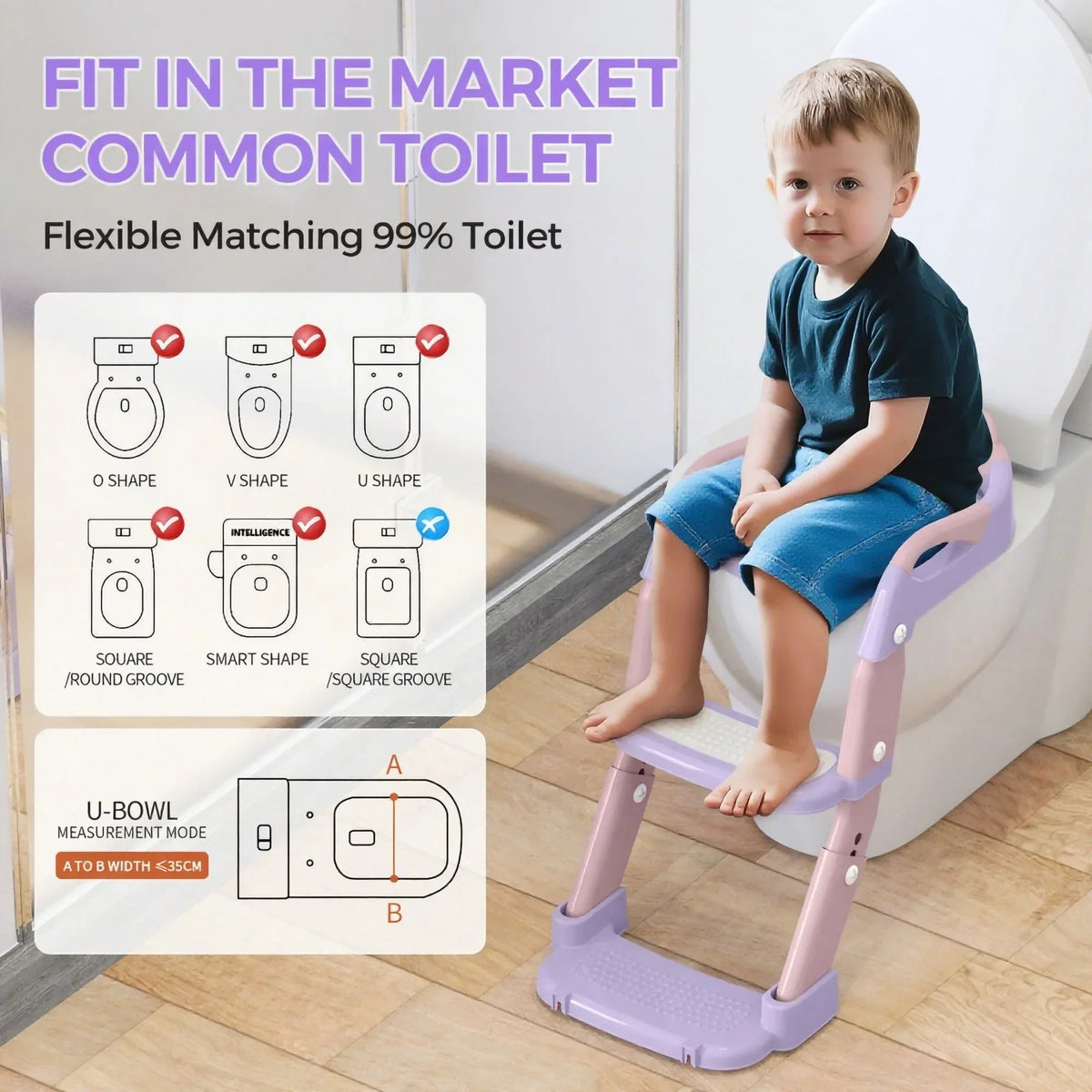 FVLOENG Potty Training Seat for Kids Boys Girls,3 in 1 Toddler Toilet,Potty Training Toilet with Urinals, Toddler Step Stool Ladder and Splash Guard Anti-Slip with Soft Cushion (Pink)