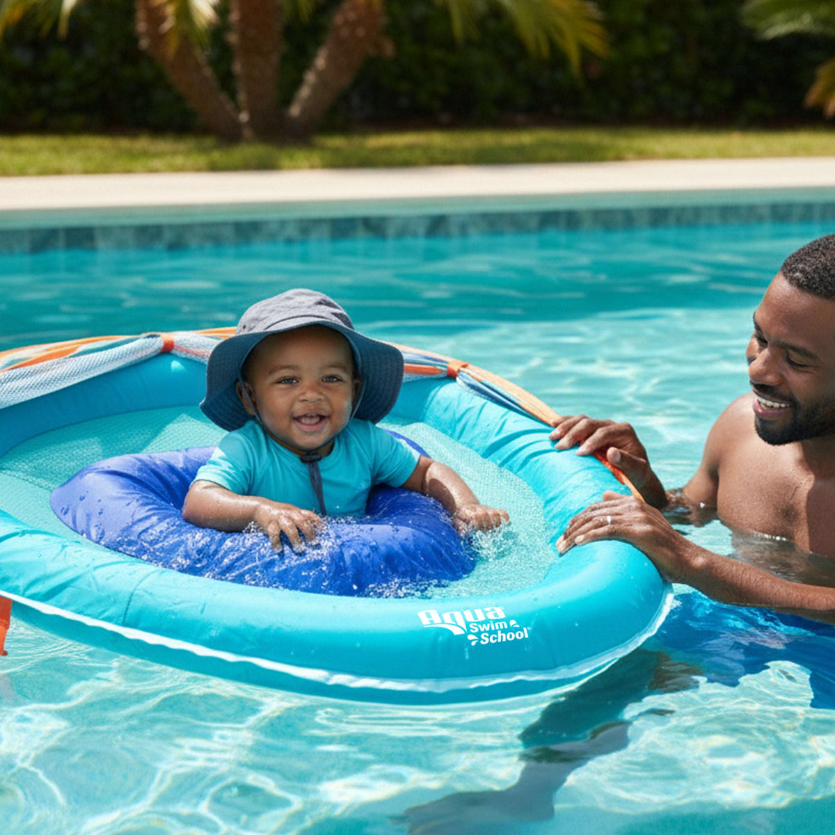Aqua SwimSchool Grow-with-Me BabyBoat Pool Float for Infants 6-24 Months, Blue
