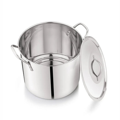 Mainstays 8-Qt Stainless Steel Stock Pot with Metal Lid, Ultra Durable, Stay-Cool Handles, Hand Wash Only