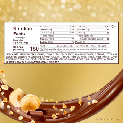 Ferrero Rocher Gourmet Hazelnut Milk Chocolate Gift Box, 12 Individually Wrapped Chocolates, 5.3 oz