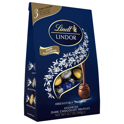 Lindt LINDOR Assorted Dark Chocolate Candy Truffles, 12.7 oz. Bag
