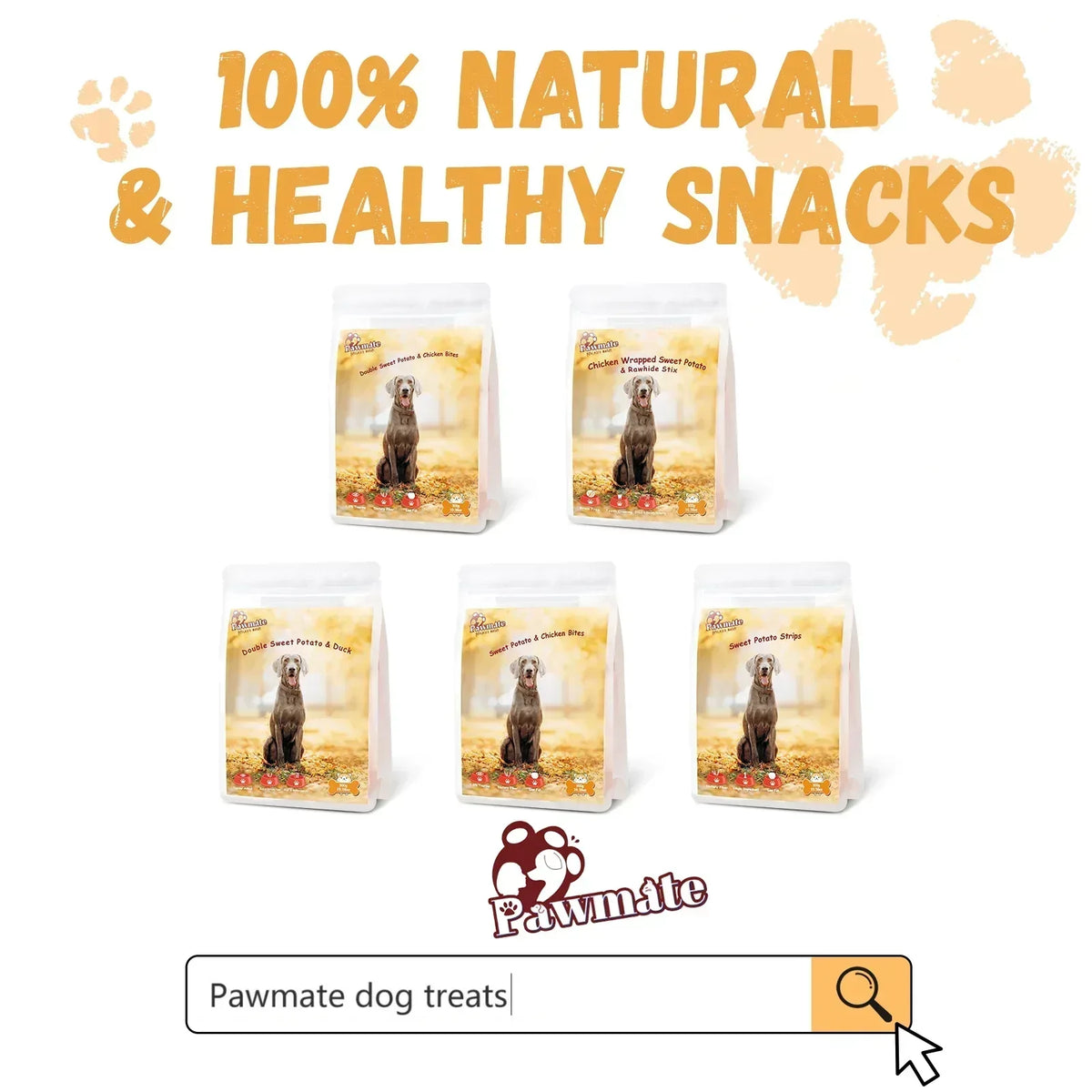 Pawmate Sweet Potato Dog Treats, Promote Digestion Soft Chews for All Dogs, 30 ct Packet