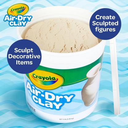 Crayola Air Dry Clay Bucket, 5 lbs White Clay, Classroom Supplies for Teachers, School Supplies, Crafts, 4+