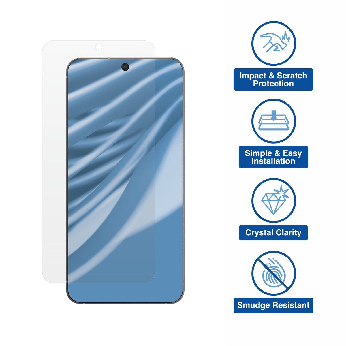 onn. Glass Screen Protector for Samsung Galaxy S25 and Samsung Galaxy S24 with Easy Installation Box