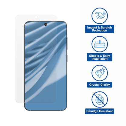 onn. Glass Screen Protector for Samsung Galaxy S25 and Samsung Galaxy S24 with Easy Installation Box
