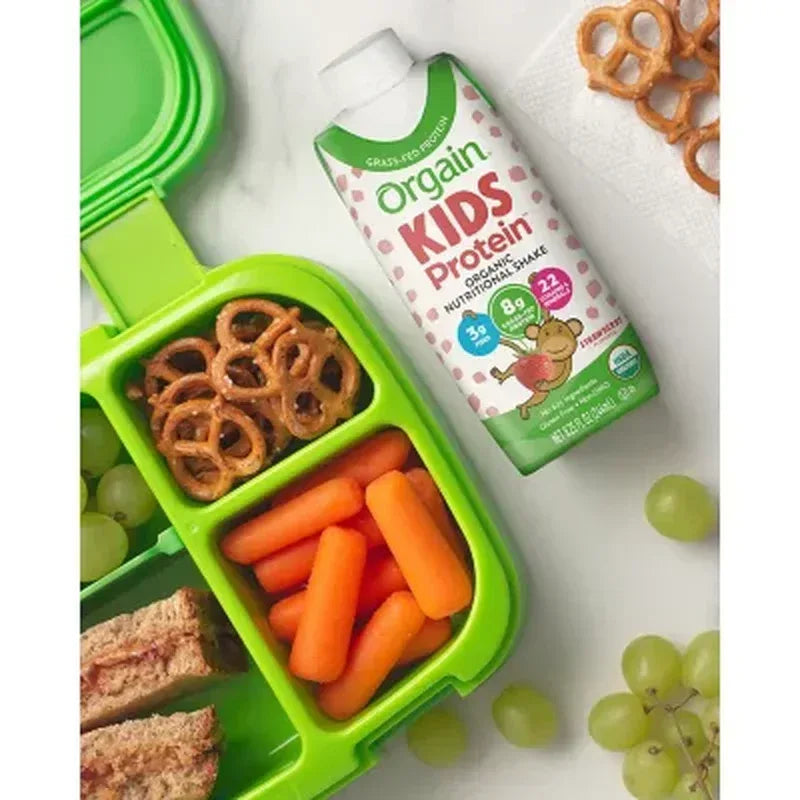 Orgain Kids 8G Grass-Fed Protein Organic Nutritional Shake, Strawberry (8.25 Fl. Oz., 12 Pk.)