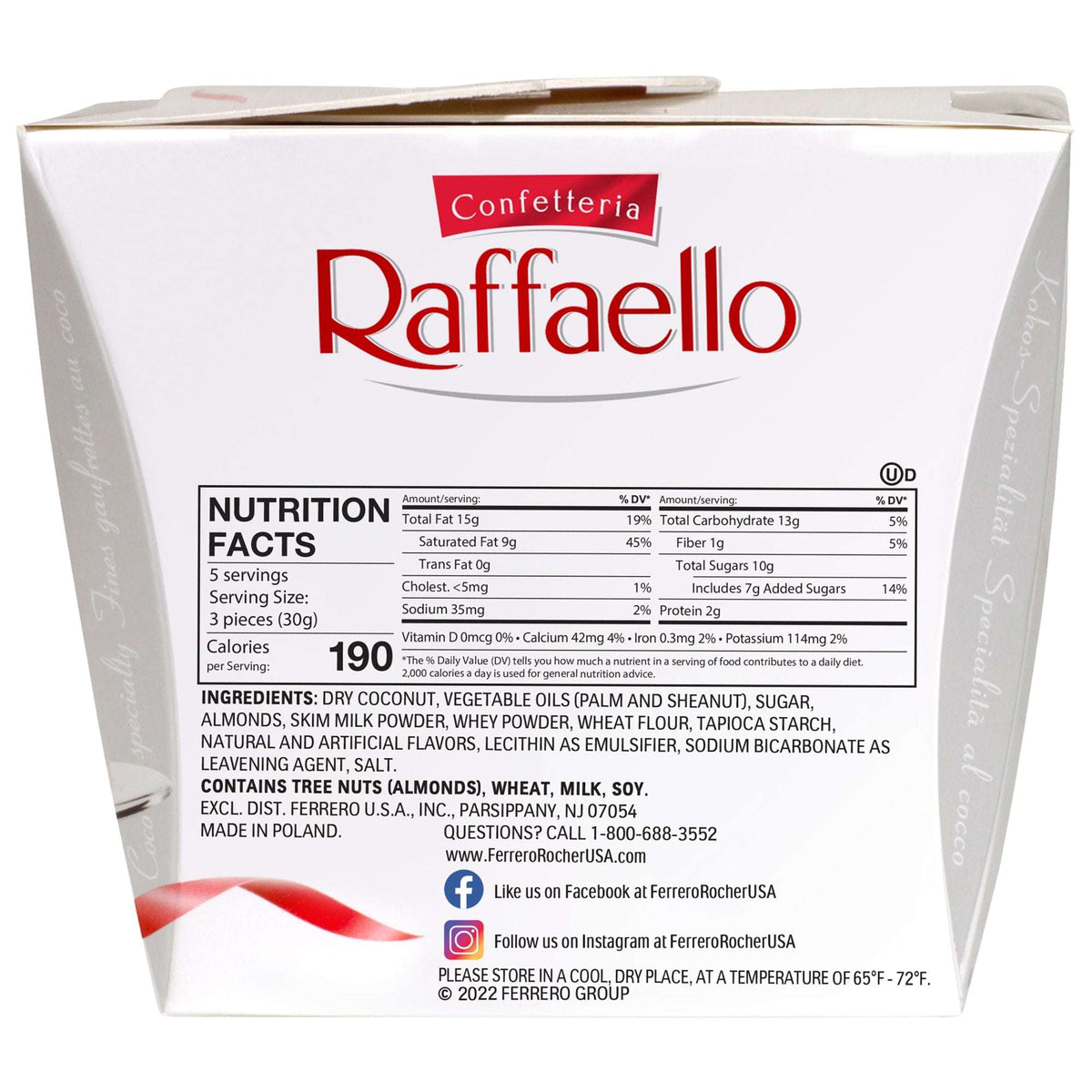 Raffaello Almond Coconut Candy, 15 Individually Wrapped Treats, Perfect for sharing, 5.3 oz