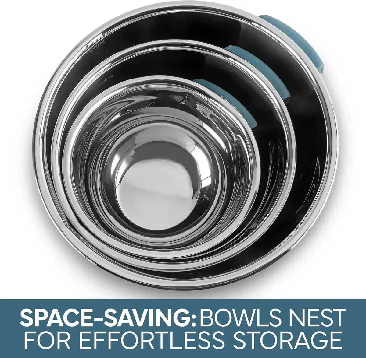 COOK WITH COLOR Stainless Steel Mixing Bowls Set and Measuring Cups- Nesting Bowls with Non-Slip Bottom and Easy-Grip Handles, 11 Pieces
