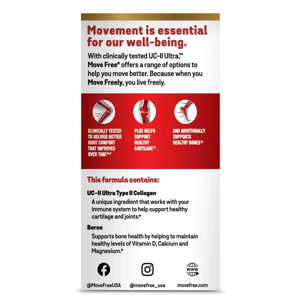 Move Free Ultra Triple Action Joint Health Supplement with Type II Collagen, Boron & Hyaluronic Acid, 37 Tablets