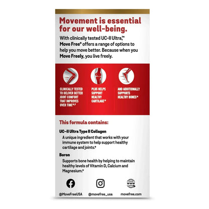 Move Free Ultra Triple Action Joint Health Supplement with Type II Collagen, Boron & Hyaluronic Acid, 37 Tablets