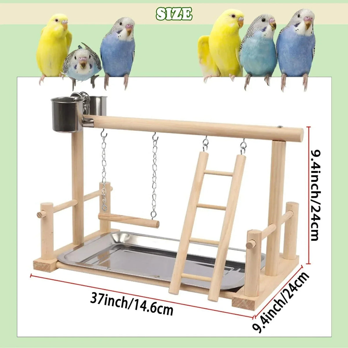 kathson Bird Playground,Parrot Play Stand,Parakeet Play Gym with Feeding Cups,Cockatiel Perchs Playstand with Exercise Toys for Budgie Conures Cockatoos Lovebirds Playpen