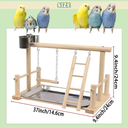 kathson Bird Playground,Parrot Play Stand,Parakeet Play Gym with Feeding Cups,Cockatiel Perchs Playstand with Exercise Toys for Budgie Conures Cockatoos Lovebirds Playpen