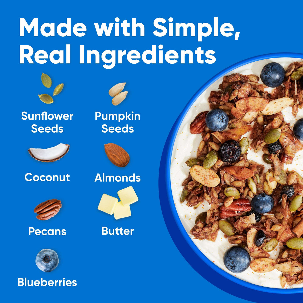 NuTrail Nut Granola Cereal, Blueberry Cinnamon, No Sugar Added, Keto, Gluten Free, 11 oz. 1 Count