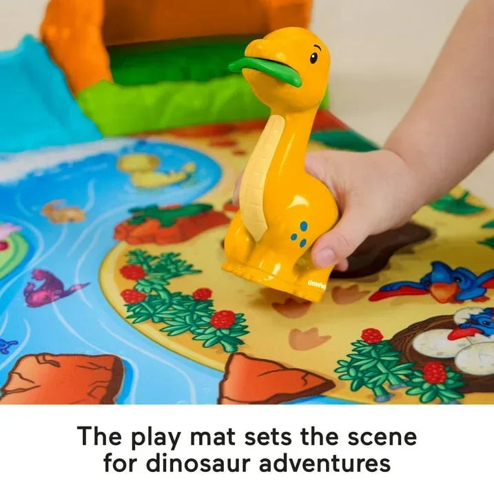 Fisher-Price Little People Dinosaur Village & Play Mat Toddler Playset, 3 Toy Figures