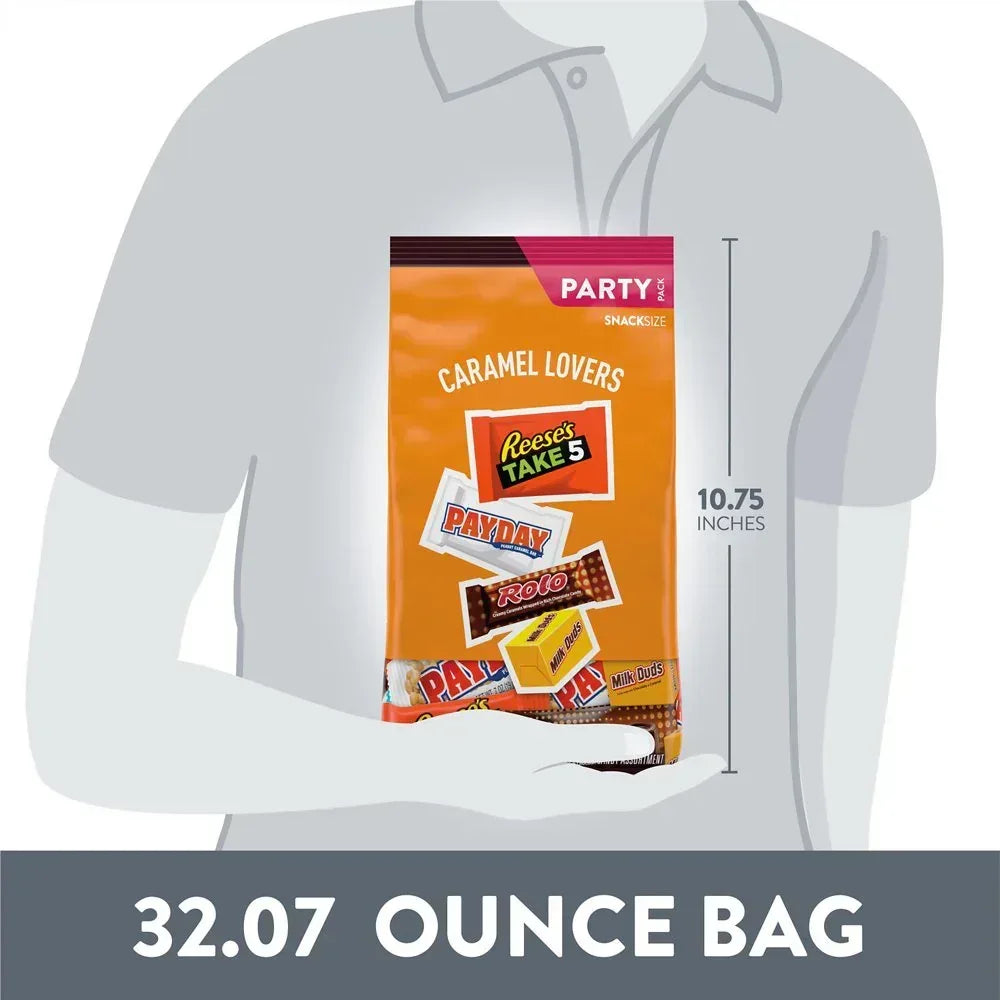 Hershey Assorted Caramel Flavored Snack Size Candy, Party Pack 32.08 Oz