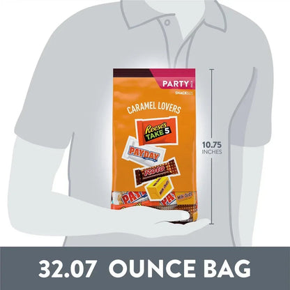 Hershey Assorted Caramel Flavored Snack Size Candy, Party Pack 32.08 Oz