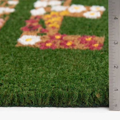 Mainstays Hello Flower Garden Outdoor Coir Doormat, 18"x30"