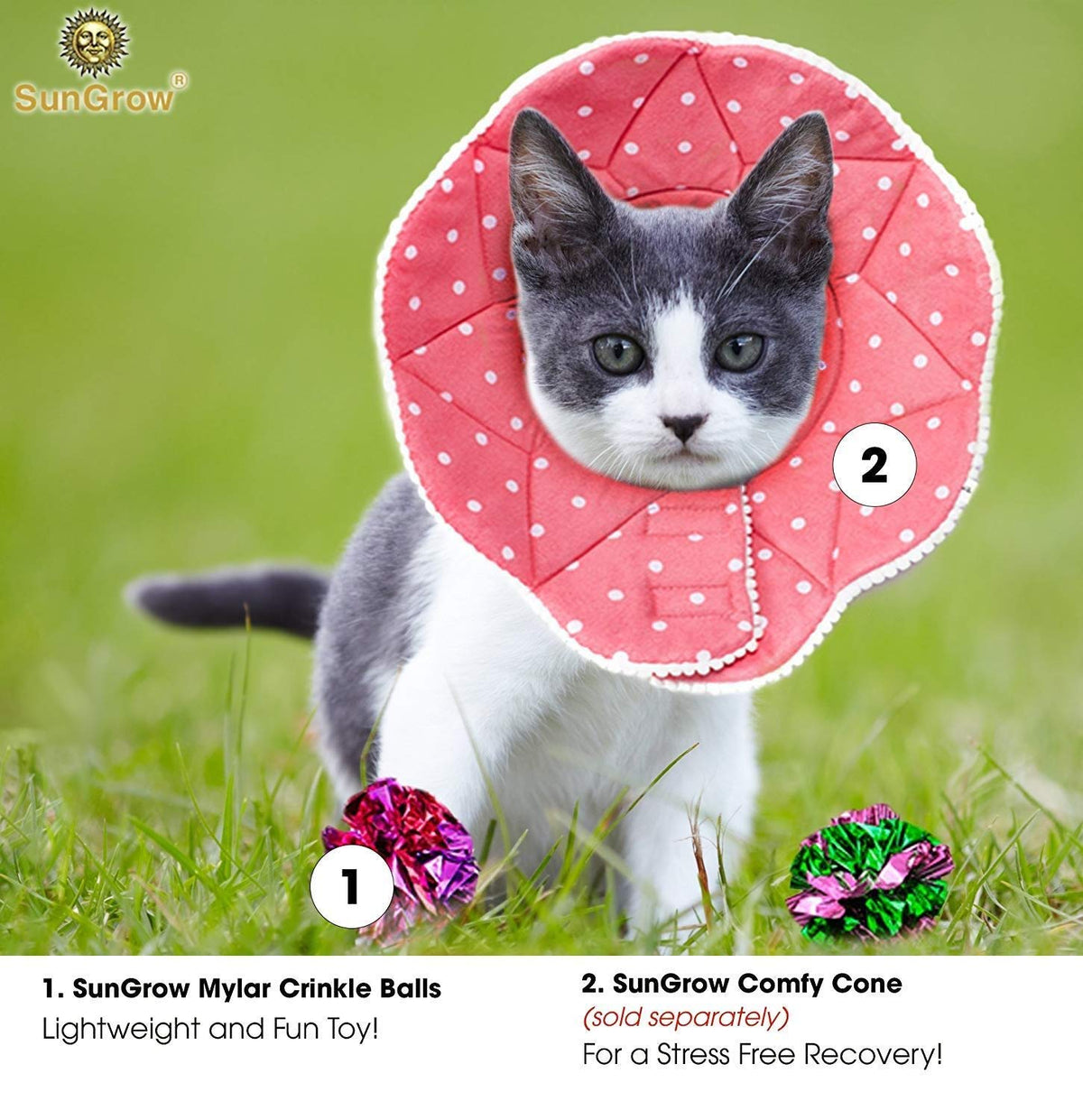 SunGrow Kitty Crinkle Balls, Indoor Toys for Cat & Kitten, 12 count