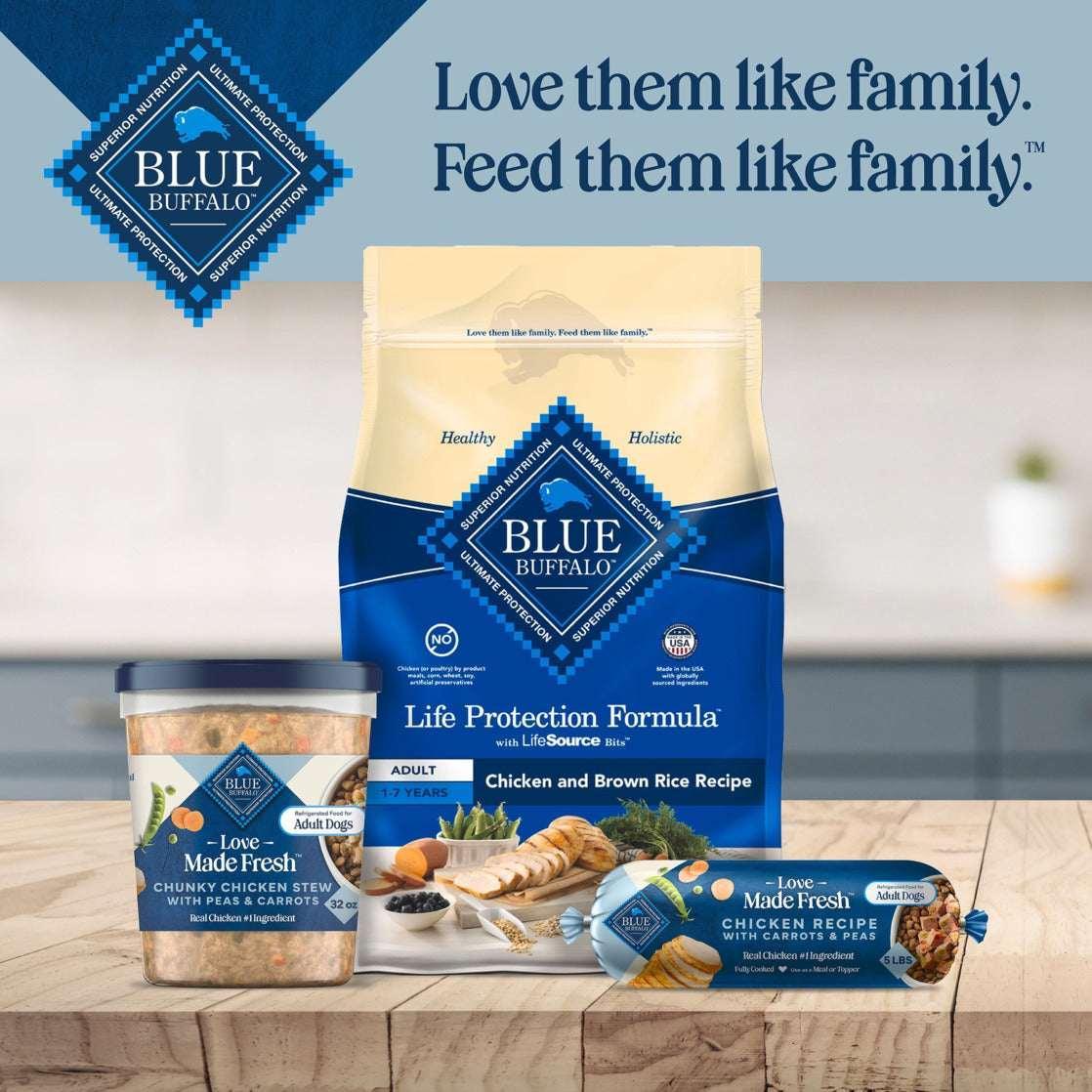 Blue Buffalo Love Made Fresh Dog Food, Refrigerated, Chunky Chicken Stew, 2-lb Tub