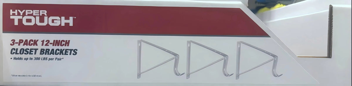 Hyper Tough 12 inch Closet Rod Bracket White 3PK