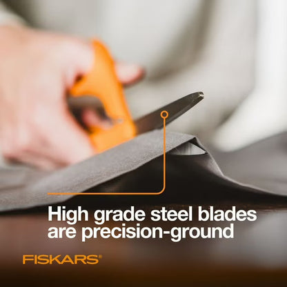 Fiskars 8 Inch Original, Orange Handled Scissors for Adults