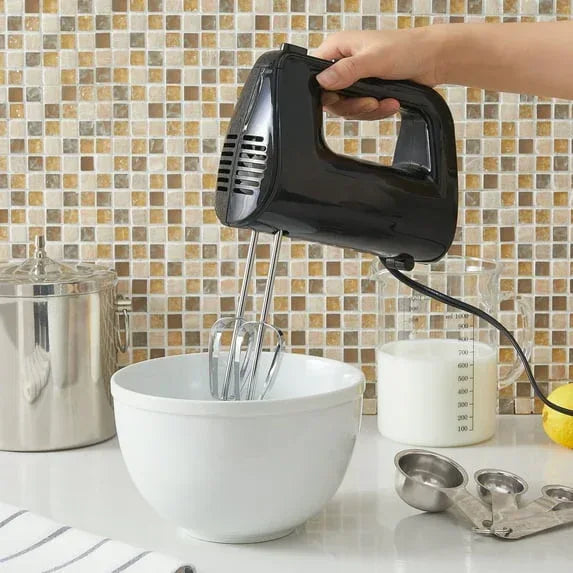 Mainstays 5-Speed Corded Hand Mixer Black with 2 Beaters, New