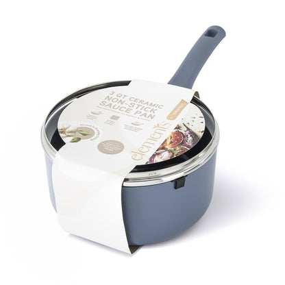 Elements by Thyme & Table 3 QT Ceramic Non-Stick Sauce Pan - Blue