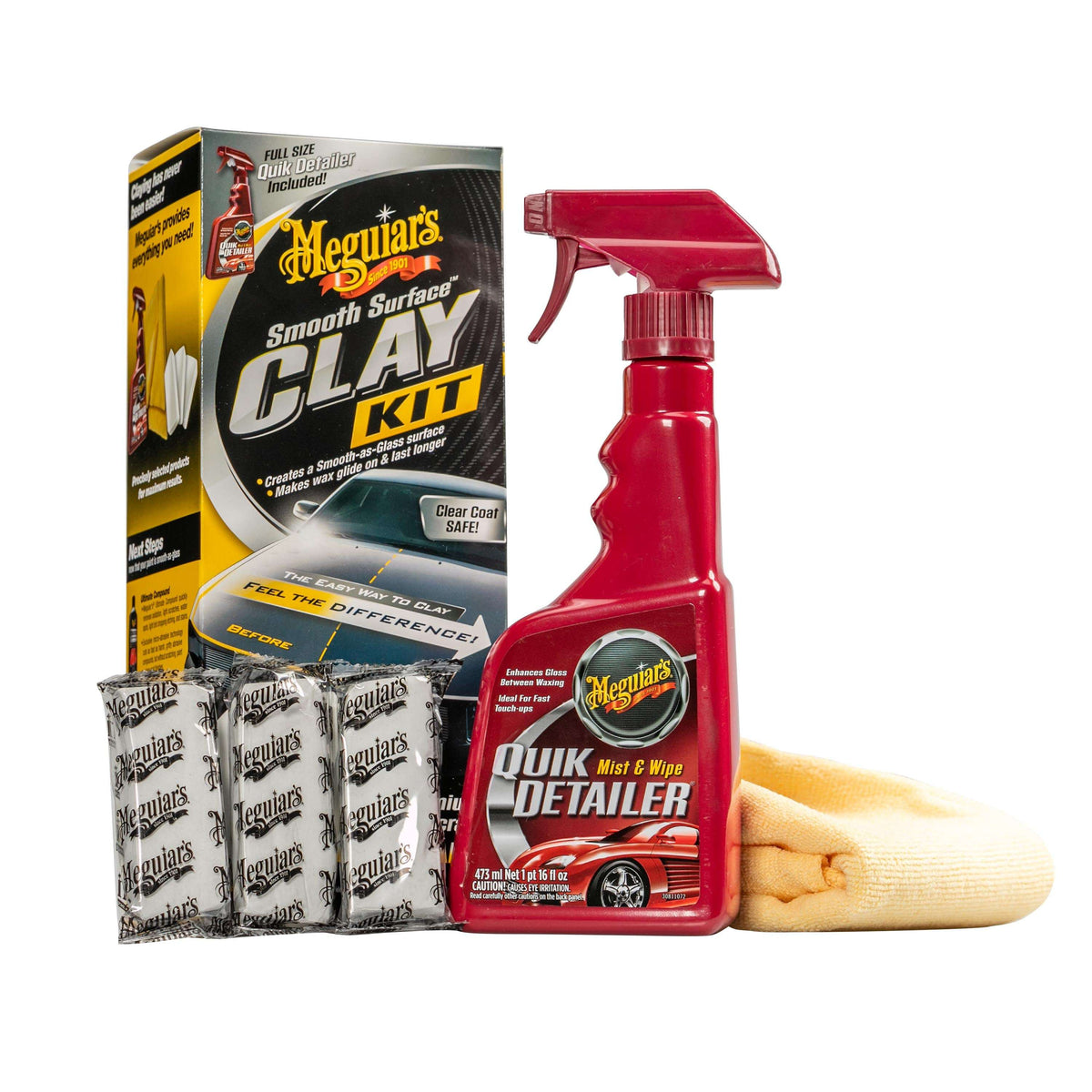 Meguiar's Smooth Surface Clay Kit - Safe and Easy Car Claying for a smooth as Glass Finish, G191700