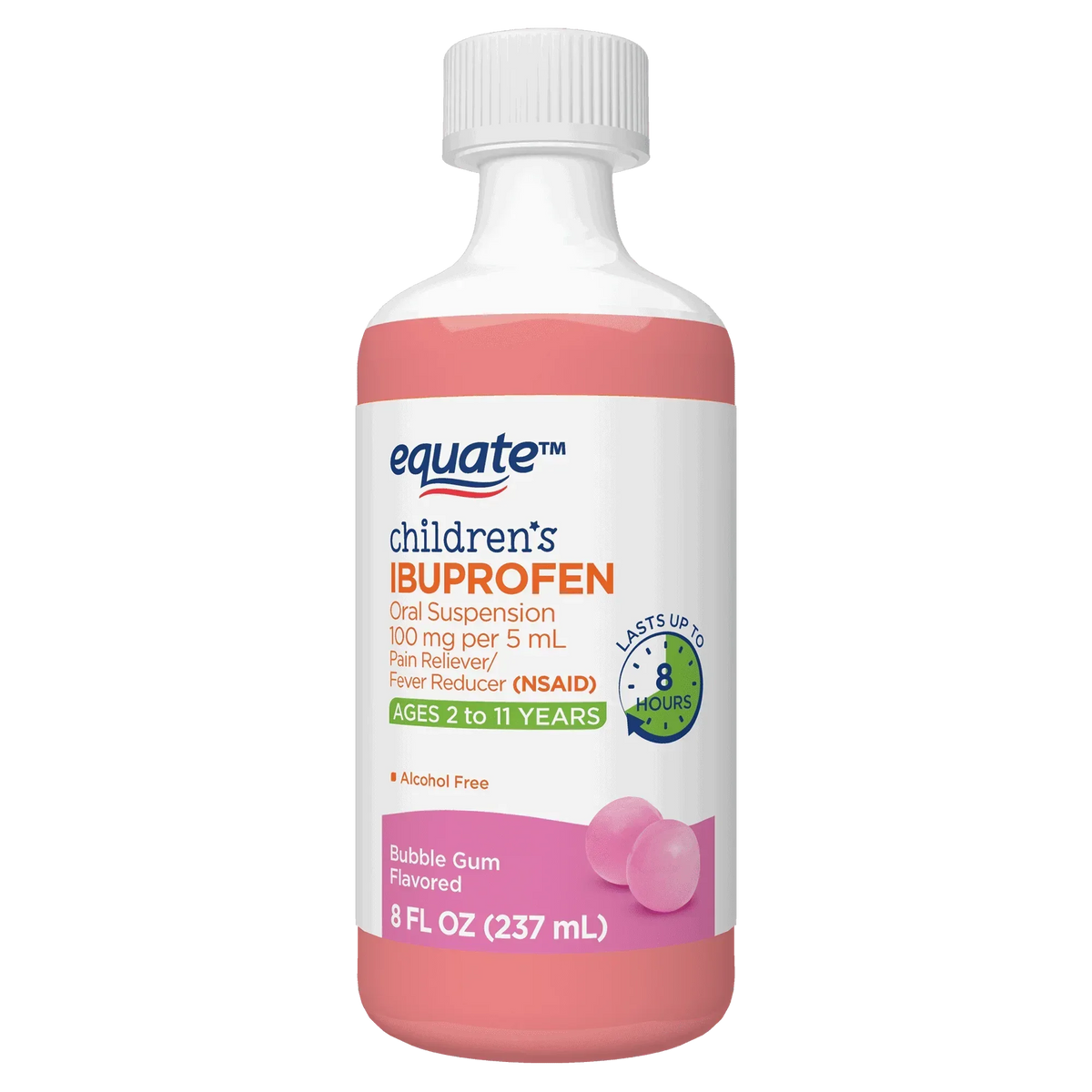 Equate Children’s Ibuprofen Oral Suspension, 100 mg/5 mL, Berry Flavor, Ages 2 to 11 Years, 8 fl oz