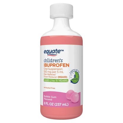 Equate Children’s Ibuprofen Oral Suspension, 100 mg/5 mL, Berry Flavor, Ages 2 to 11 Years, 8 fl oz
