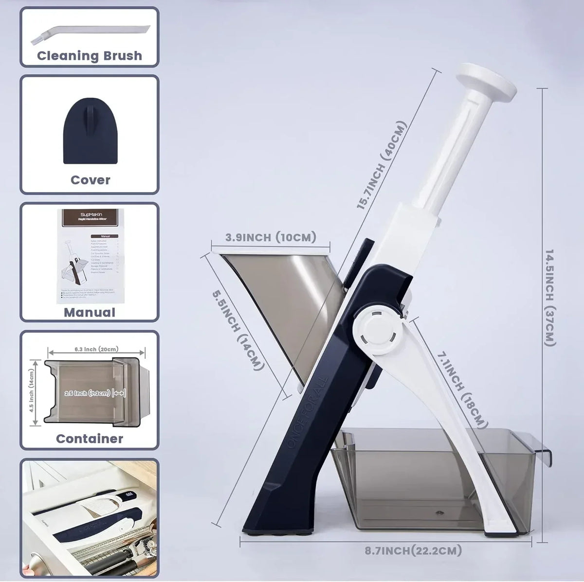 Mandoline Slicer for Vegetables Fruits, Adjustable Thickness Stainless Steel Food Cutter & Chopper, Safe and Quick Meal Preparation