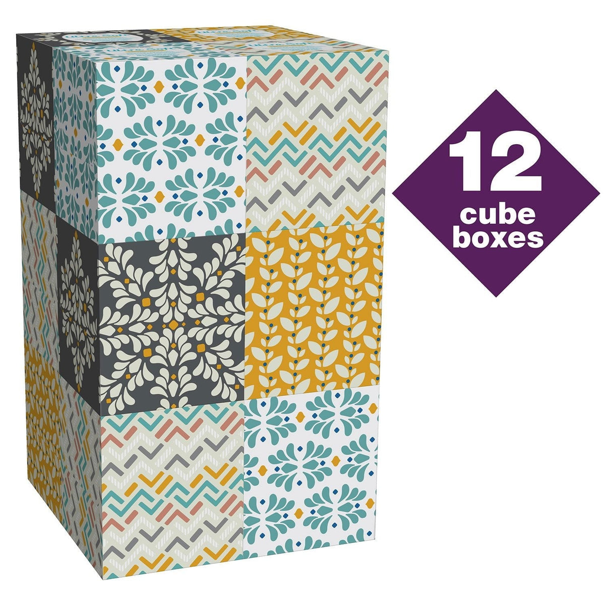 Member's Mark Ultra Soft 3-Ply Facial Tissues, Cube Boxes 80 tissues/box, 12 boxes