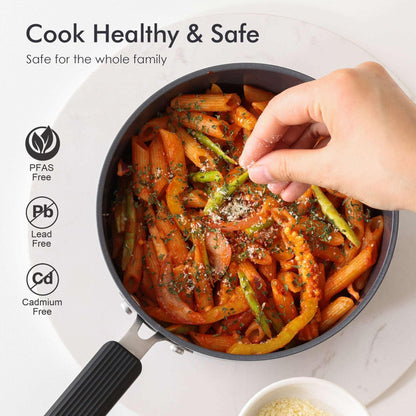 SENSARTE Ceramic Nonstick Saucepan with Lid, 2Qt Saucepan Pot with cover, Oven Safe, Anti-Scald Handle, Induction Compatible, Easy to Clean