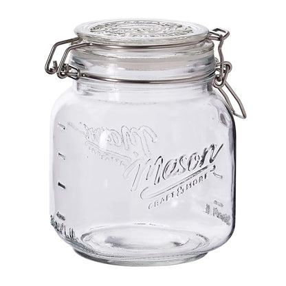 Mason Craft & More Set of 2 Airtight Glass Clamp Jars with Lid, Clear Round Mason Jar Storage Canister, 1 Liter (34oz)
