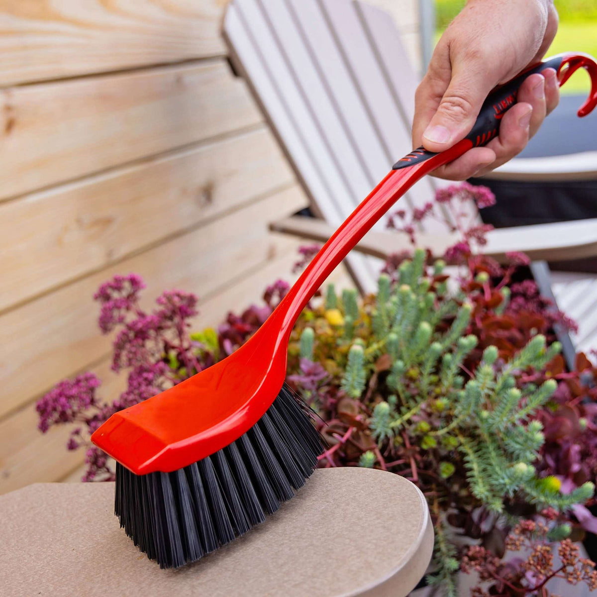 Libman High Power Scrub Brush Red and Black Long 3.75 Inch Width