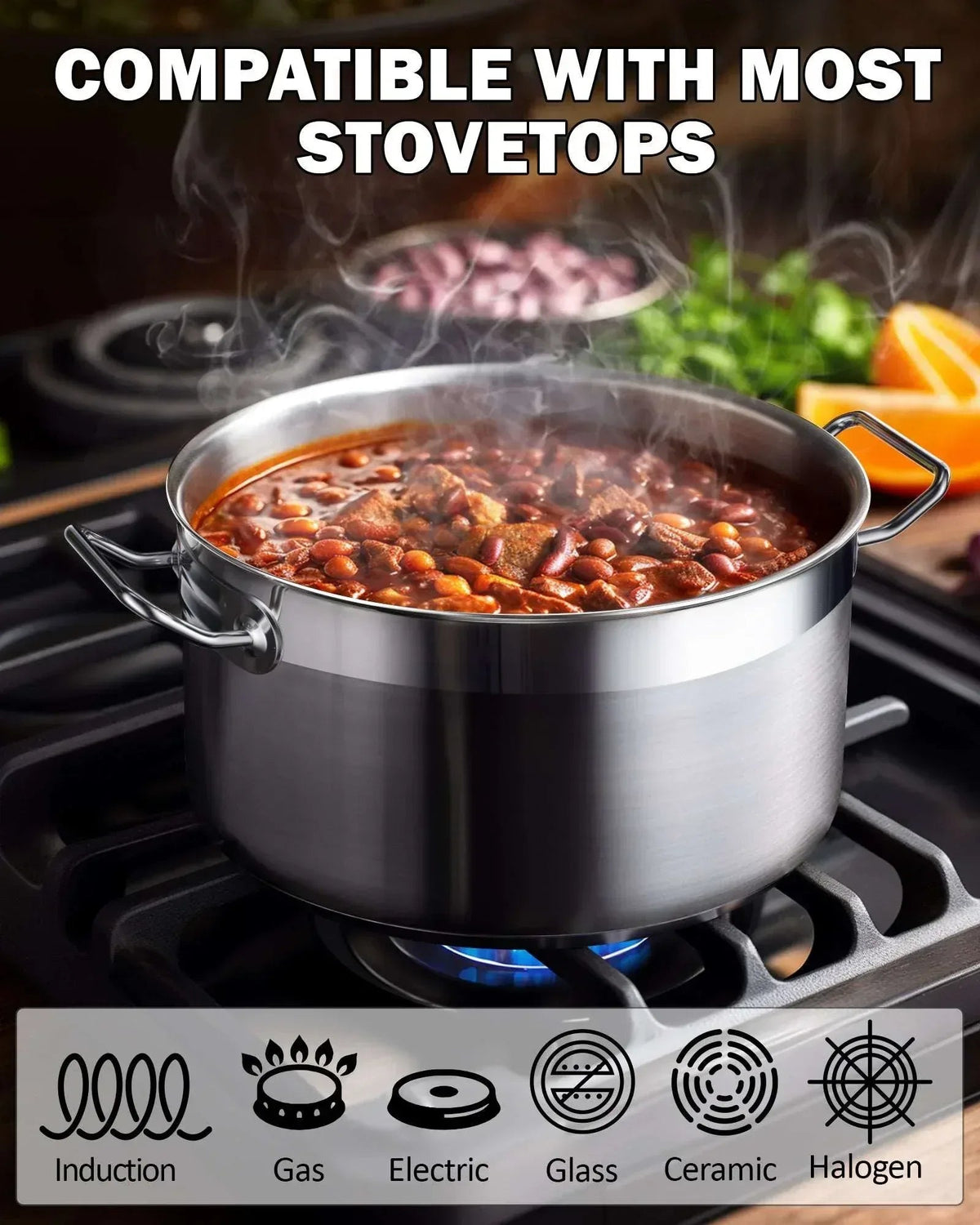 Cooks Standard Stainless Steel Dutch Oven Casserole Pot with Lid, 6-Quart Professional 18/10 Stainless Steel Stock Pot, Casuelas de Acero Inoxidables