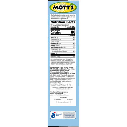 Mott's Fruit Flavored Snacks, Assorted Fruit, Gluten Free, Value Pack, 22 Pouches, 17.6 oz