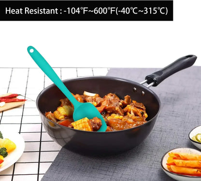 Food Grade Silicone Rubber Spatula Set for Baking, AOKIWO 5Pcs Cooking Utensil Set, High Heat Resistant Non Stick Dishwasher BPA-Free