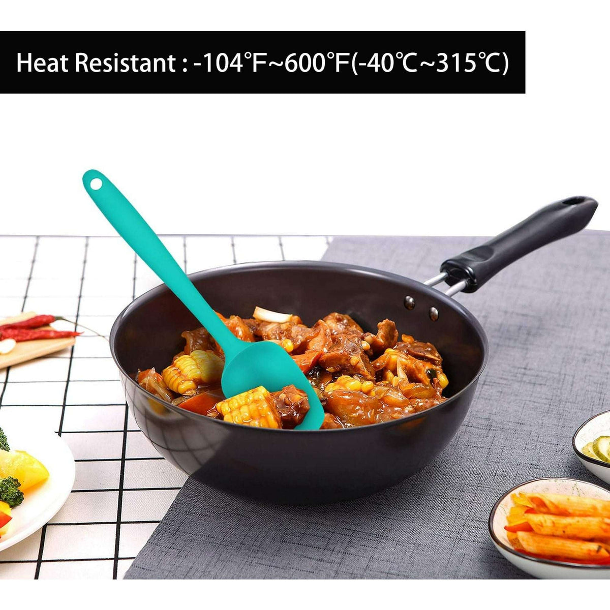 Food Grade Silicone Rubber Spatula Set, TAIMASI 5 Pcs Kithen Cooking Mixing Utensil Set, BPA-Free High Heat Resistant Non Stick Dishwasher Multicolor