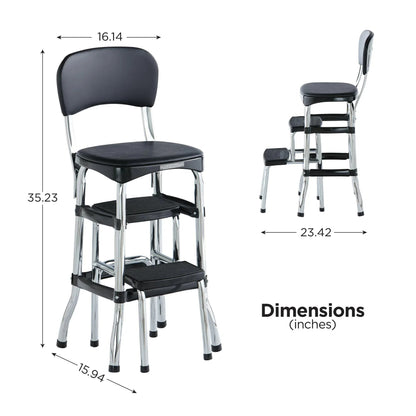 Black Retro Counter Chair / Step Stool