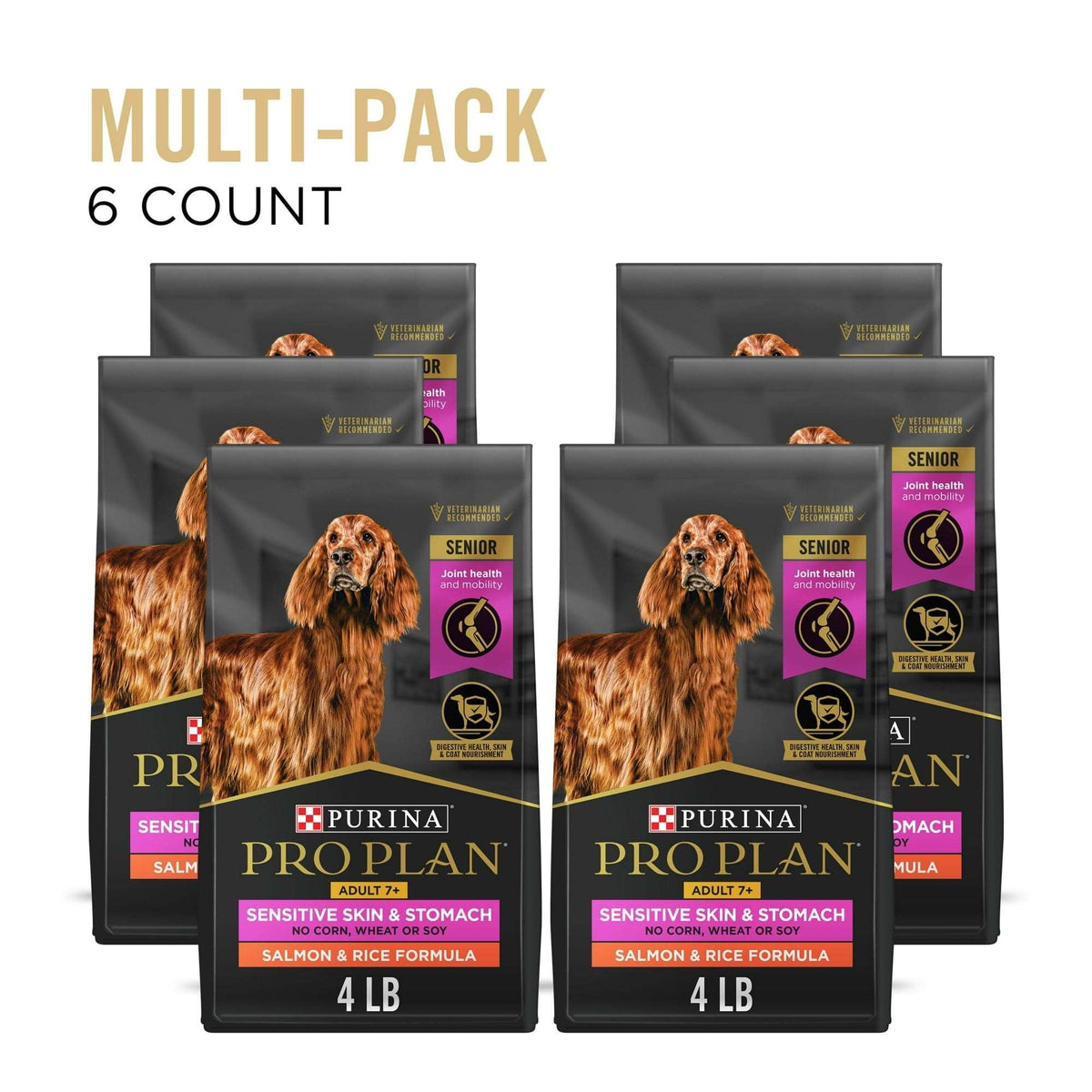 Purina Pro Plan Sensitive Skin and Sensitive Stomach Dog Food Senior Dogs Adult 7 Plus Salmon and Rice Formula